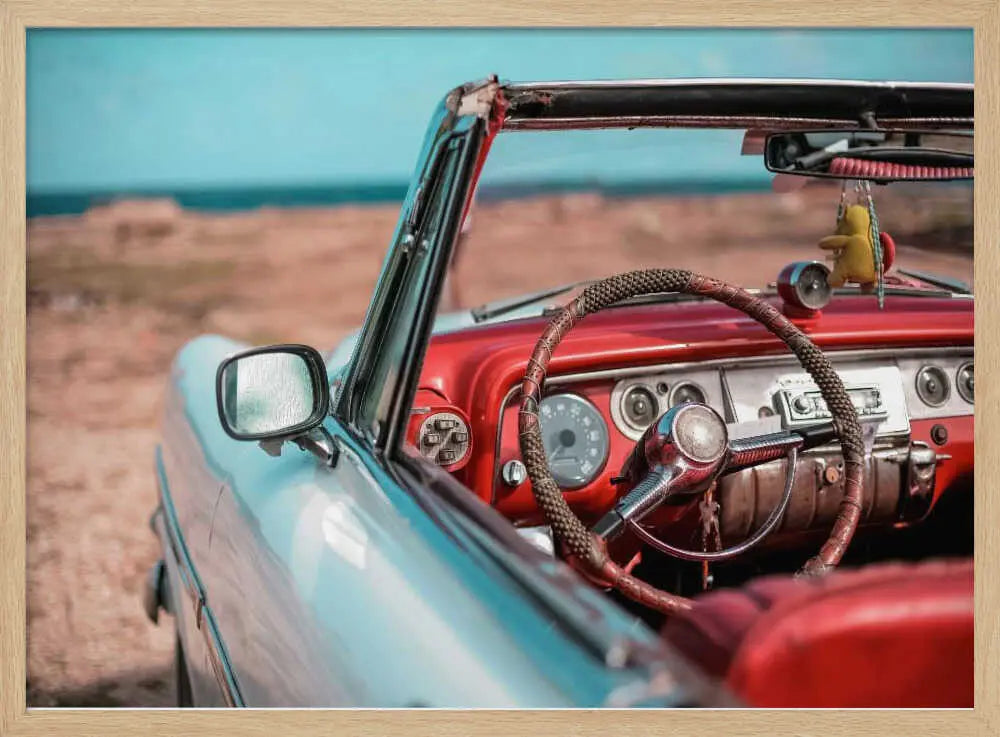 Classic Convertible Ocean View Art Print UK — Landscape Vibrant Wall Art — Living Room — Wall It All Prints