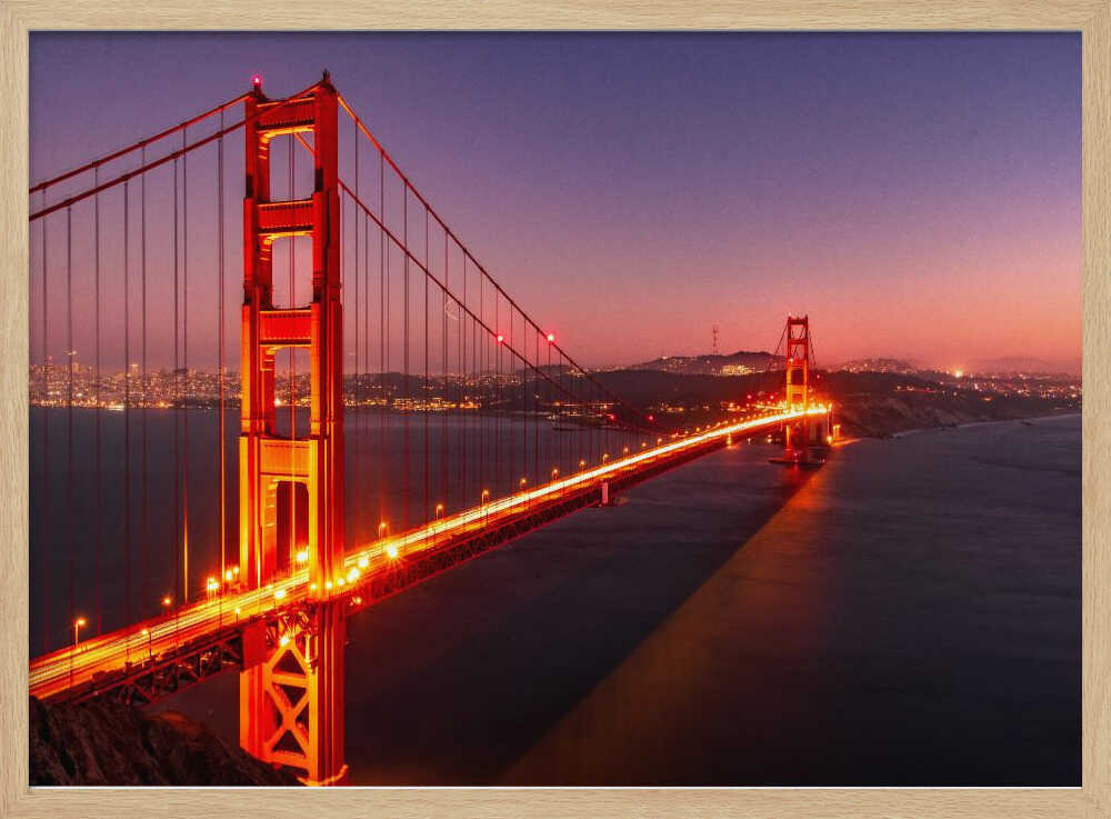 Golden Gate Bridge Twilight Art Print UK — Dark Moody Warm Wall Art — Living Room — Wall It All Prints