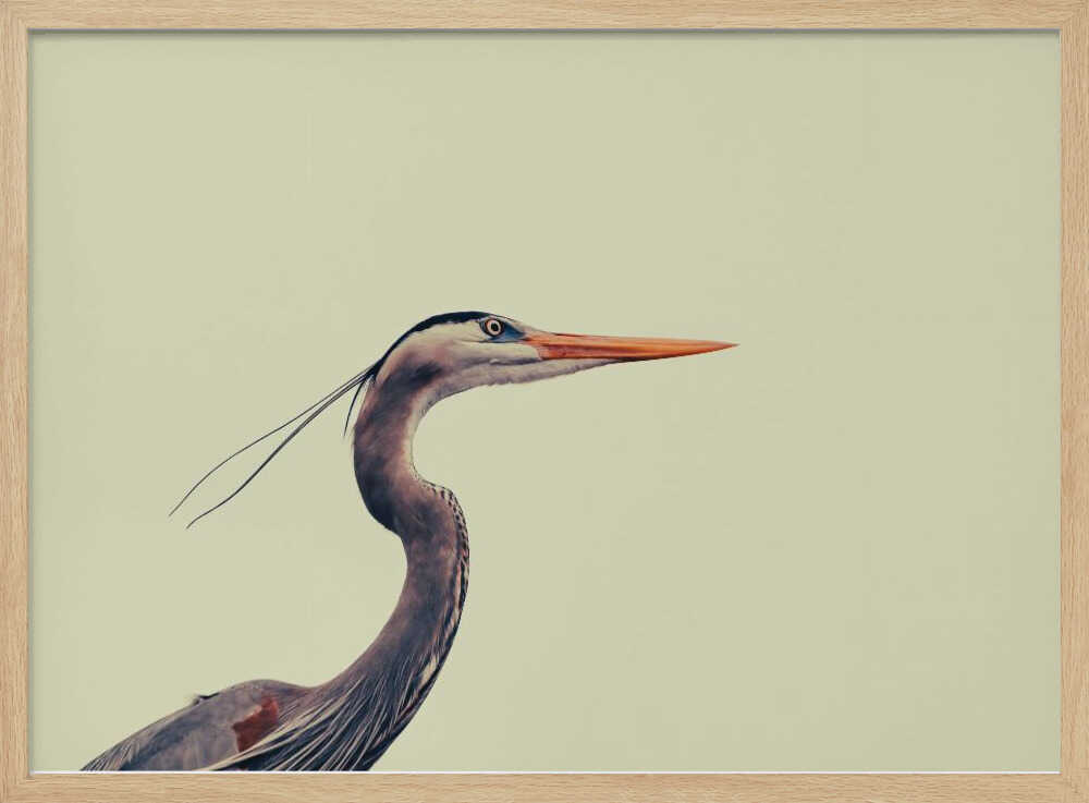 Elegant Blue Heron Art Print UK — Abstract Calm Wall Art — Bedroom — Wall It All Prints