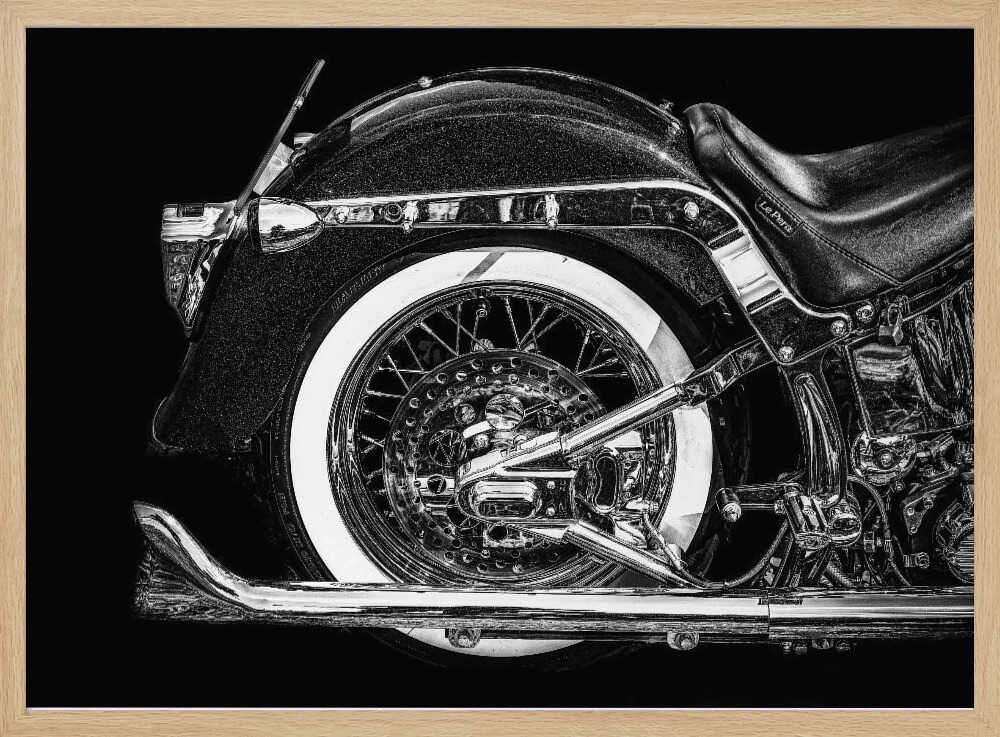 Classic Chrome Motorcycle Art Print UK — Vintage Dark Wall Art — Living Room — Wall It All Prints
