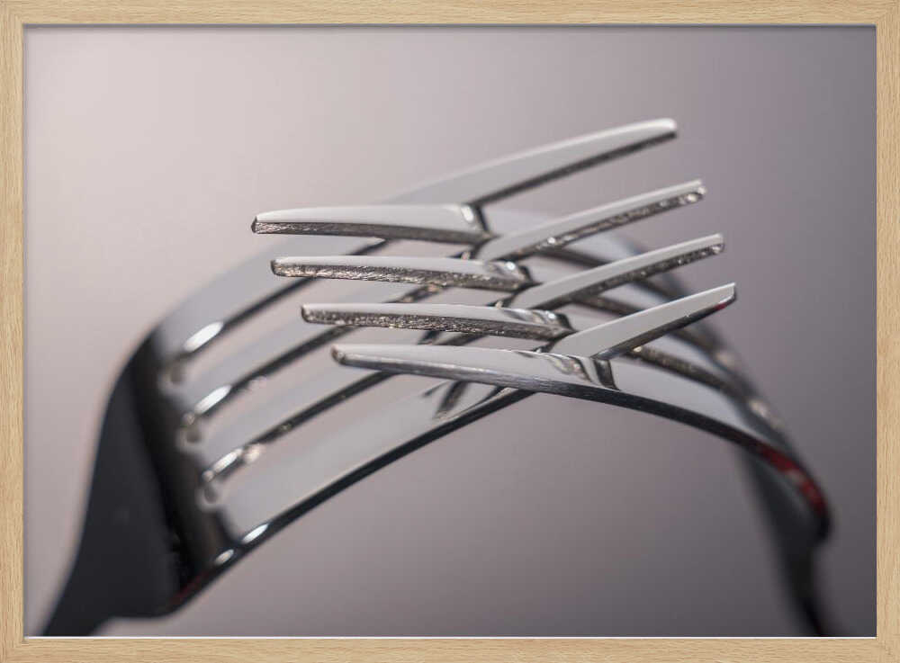 Reflective Metal Fork Art Print UK — Abstract Minimal Wall Art — Kitchen — Wall It All Prints