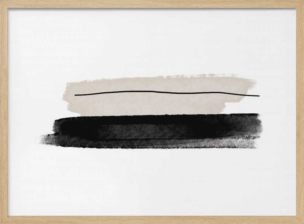 Black And Beige Brushstrokes Art Print UK — Abstract Calm Wall Art — Bedroom — Wall It All Prints