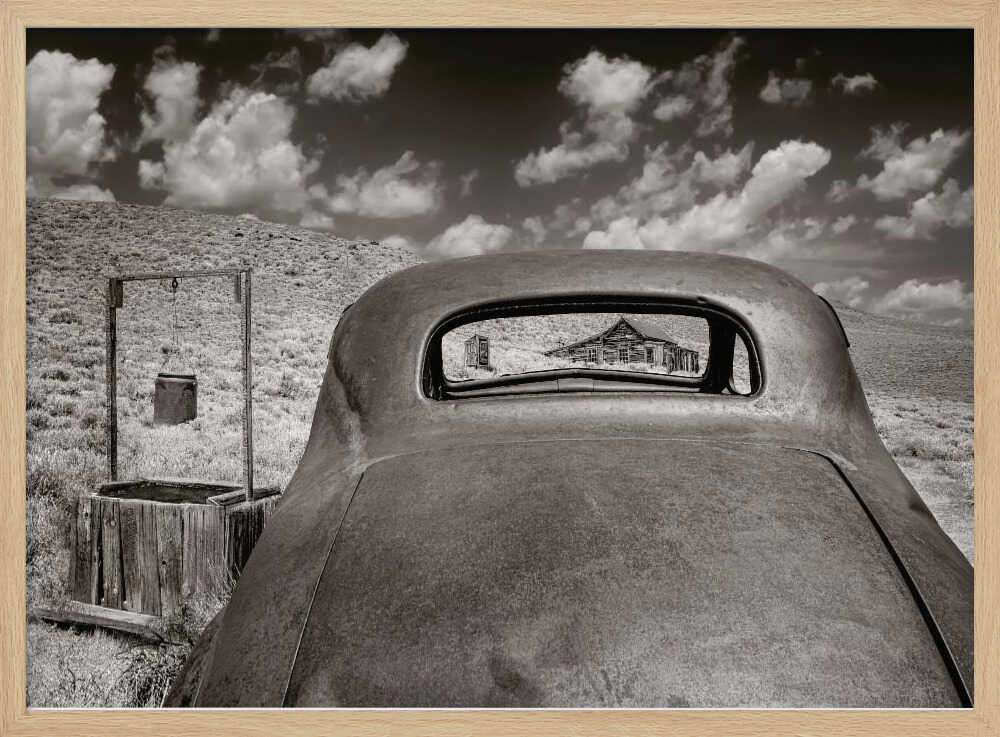 Old Car Distant Homestead Art Print UK — Dark Moody Dark Wall Art — Living Room — Wall It All Prints