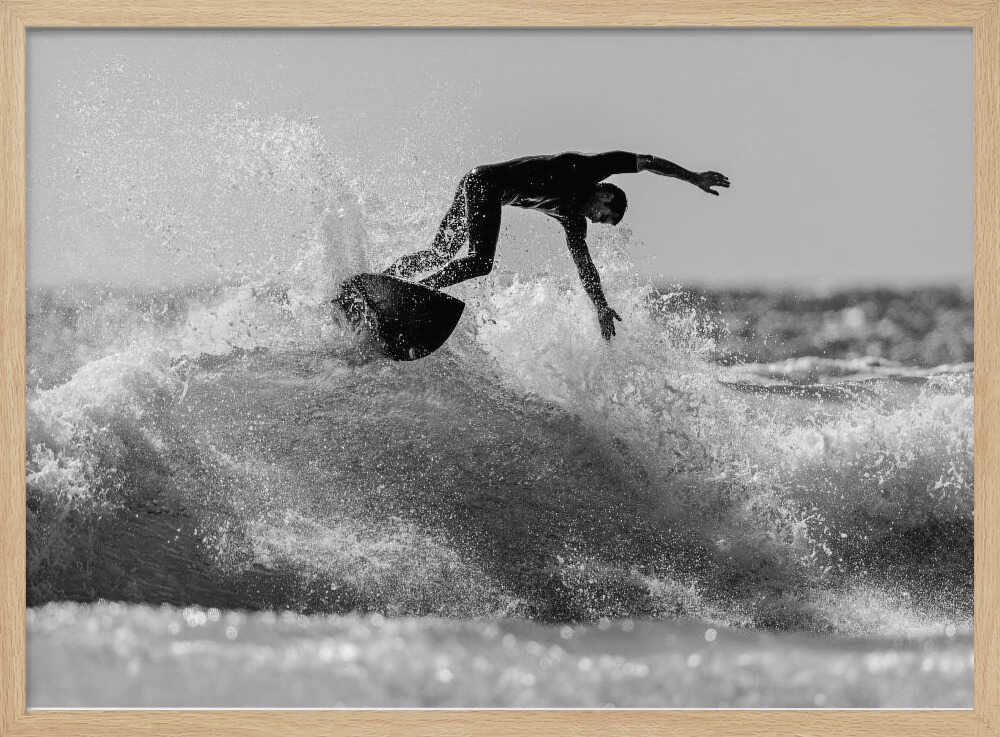 Surfer Riding Ocean Wave Art Print UK — Landscape Dark Wall Art — Living Room — Wall It All Prints