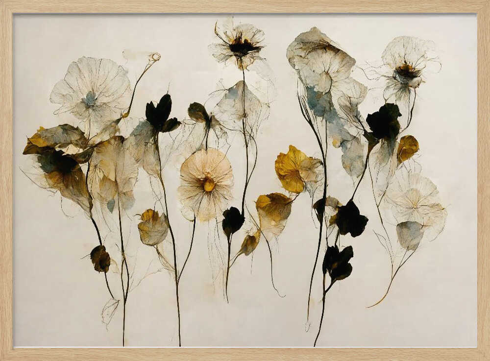 Beautiful Dry Flowers Art Print UK — Botanical Warm Wall Art — Living Room — Wall It All Prints