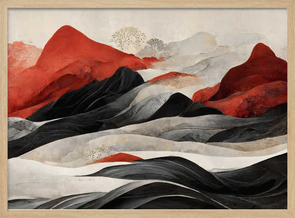 Crimson Peaks Art Print UK — Japanese Vibrant Wall Art — Office — Wall It All Prints