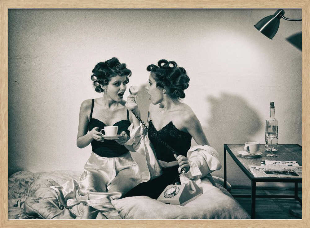 Retro Morning Gossip Art Print UK — Dark Moody Vibrant Wall Art — Bedroom — Wall It All Prints