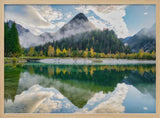 Misty Mountain Lake Reflection Art Print UK — Dark Moody Vibrant Wall Art — Bedroom — Wall It All Prints