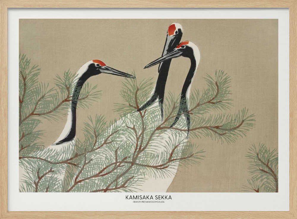 Cranes From Momoyogusa Art Print UK — Japanese Vibrant Wall Art — Living Room — Wall It All Prints