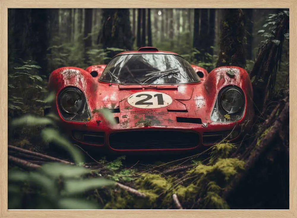 Forgotten Race Car Art Print UK — Dark Moody Calm Wall Art — Living Room — Wall It All Prints