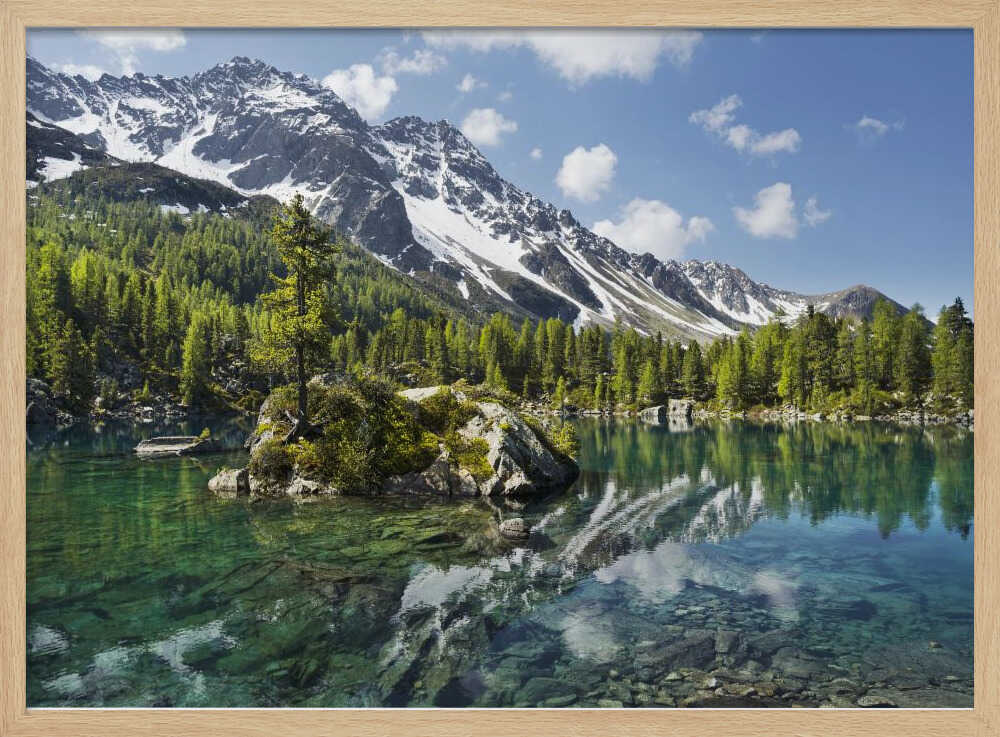 Green Mountain Lake Art Print UK — Landscape Calm Wall Art — Bedroom — Wall It All Prints
