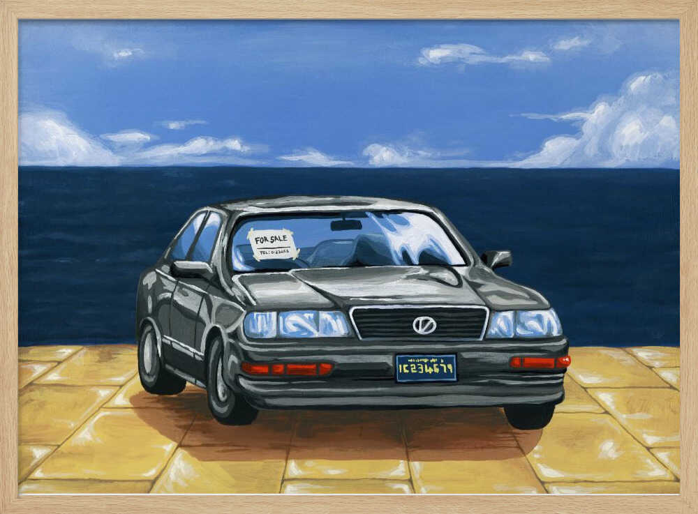 Oceanfront Car For Sale Art Print UK — Vintage Vibrant Wall Art — Living Room — Wall It All Prints