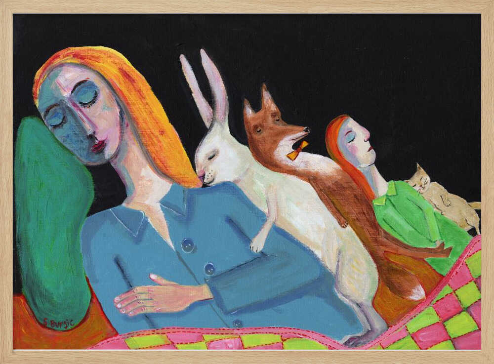 Dreaming Companions Art Print UK — Animal Vibrant Wall Art — Living Room — Wall It All Prints