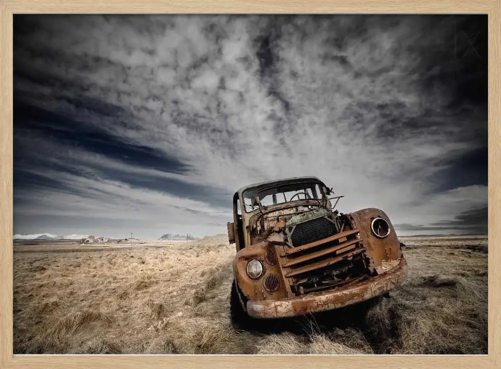 Rusty Truck Dramatic Sky Art Print UK — Dark Moody Dark Wall Art — Living Room — Wall It All Prints