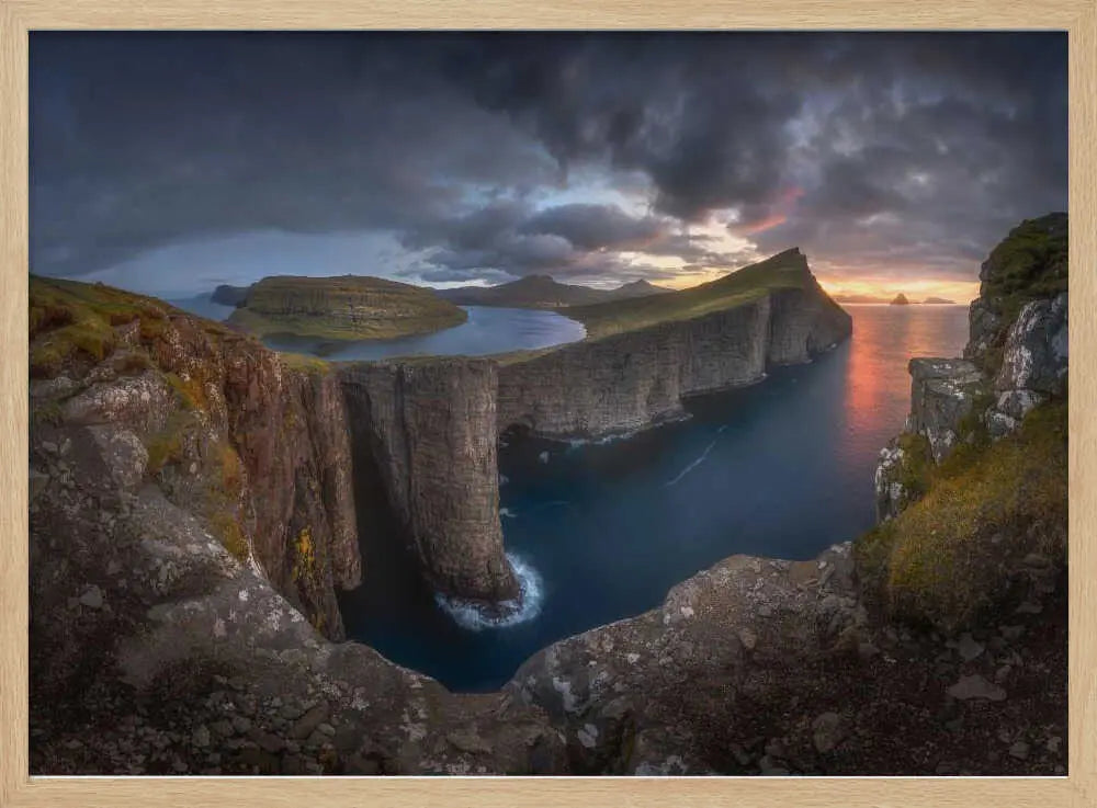 Dramatic Coastal Sunset Art Print UK — Dark Moody Calm Wall Art — Living Room — Wall It All Prints