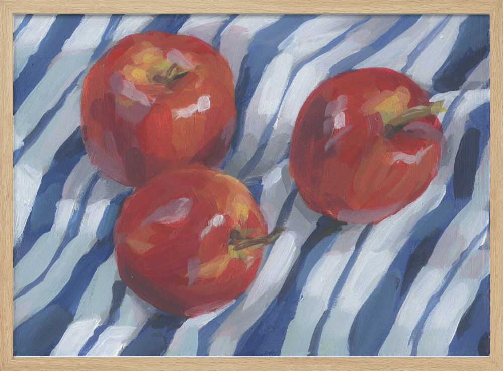 Red Apples on Stripes Art Print UK — Abstract Vibrant Wall Art — Kitchen — Wall It All Prints