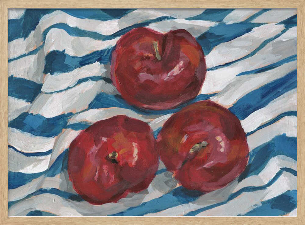 Fresh Apples on Stripes Art Print UK — Abstract Vibrant Wall Art — Kitchen — Wall It All Prints