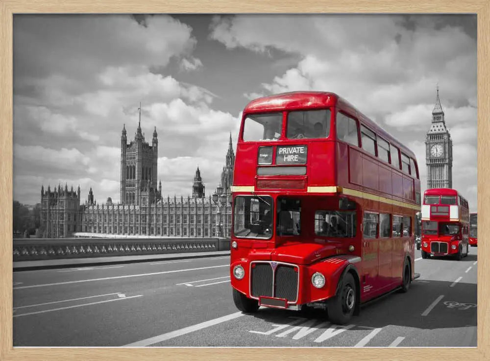 Classic London Red Buses Art Print UK — City Dark Wall Art — Living Room — Wall It All Prints