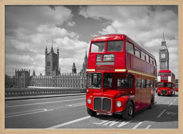 Classic London Red Buses Art Print UK — City Dark Wall Art — Living Room — Wall It All Prints