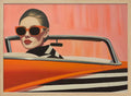 Stylish Woman Orange Car