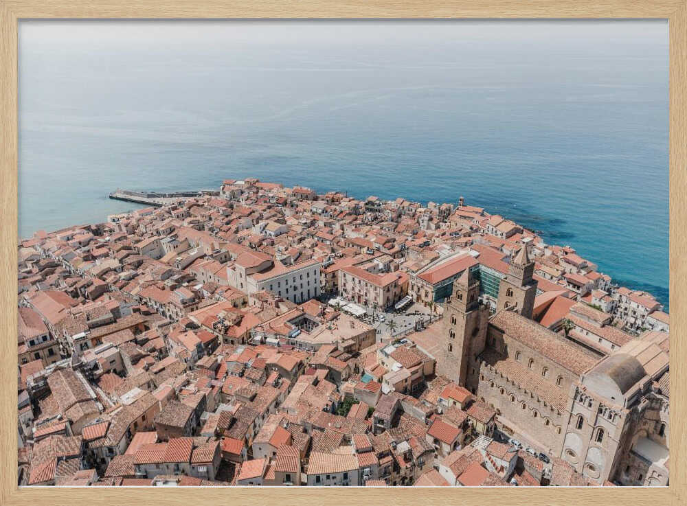 Sicilian Coastal Town Art Print UK — Landscape Vibrant Wall Art — Living Room — Wall It All Prints