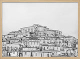 Historic Hillside Town Art Print UK — Landscape Dark Wall Art — Living Room — Wall It All Prints