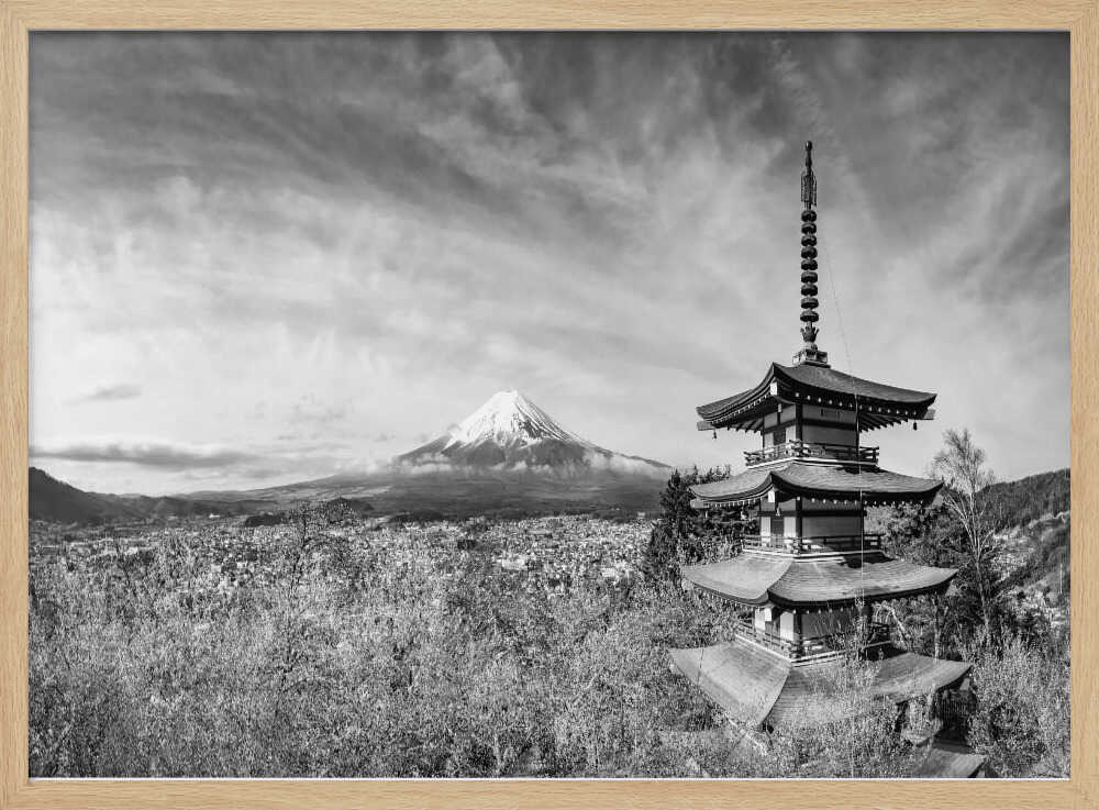 Majestic Fuji Pagoda Art Print UK — Japanese Calm Wall Art — Living Room — Wall It All Prints
