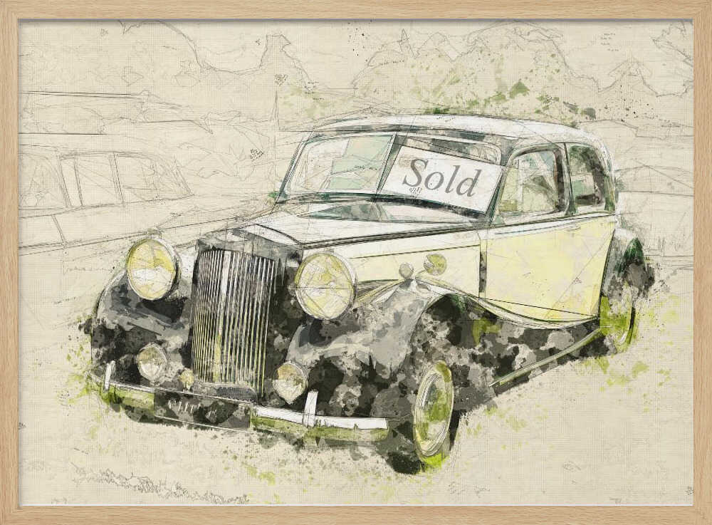 Sold Vintage Car Art Print UK — Vintage Vibrant Wall Art — Living Room — Wall It All Prints