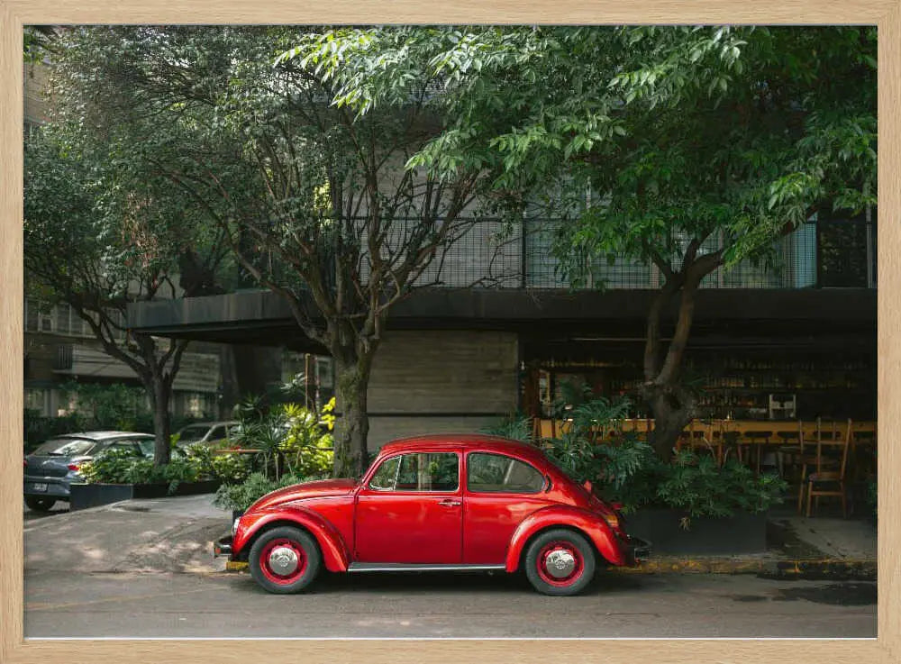 Retro Car in Mexico City Art Print UK — Botanical Vibrant Wall Art — Living Room — Wall It All Prints