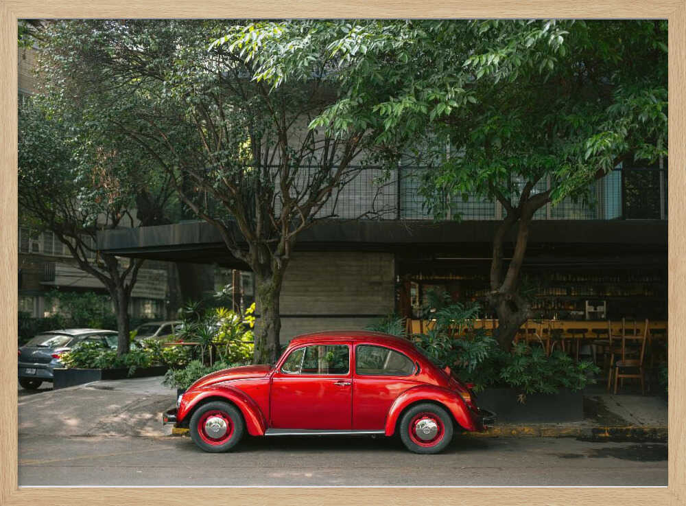 Retro Car in Mexico City Art Print UK — Botanical Vibrant Wall Art — Living Room — Wall It All Prints