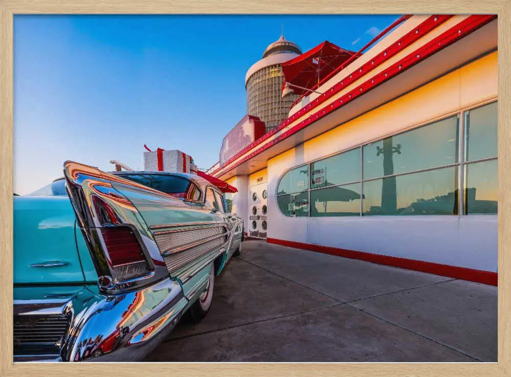 Classic Diner Car Art Print UK — Vintage Warm Wall Art — Living Room — Wall It All Prints