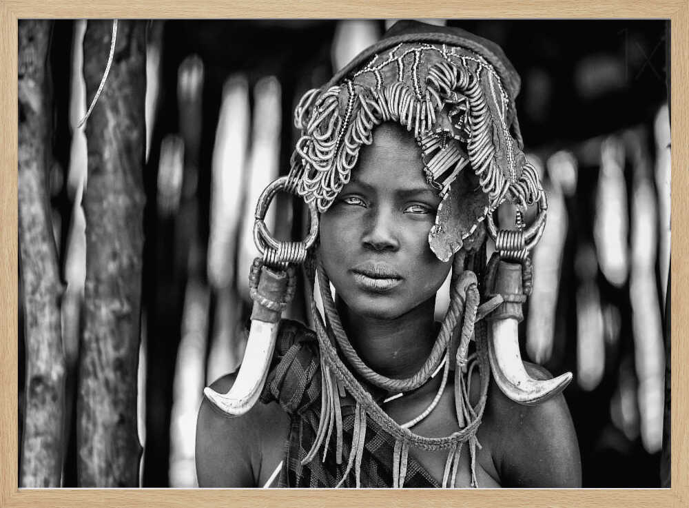 Adorned Tribal Woman Portrait Art Print UK — Portrait Calm Wall Art — Living Room — Wall It All Prints