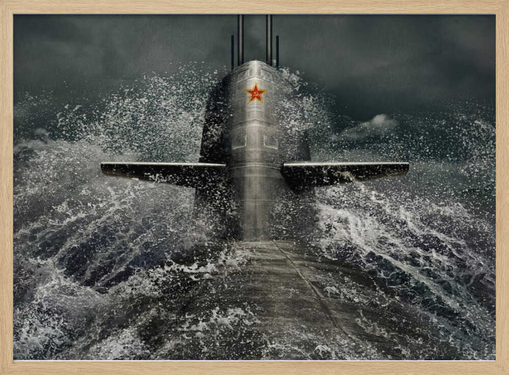 Soviet Submarine Surfacing Art Print UK — Dark Moody Dark Wall Art — Living Room — Wall It All Prints