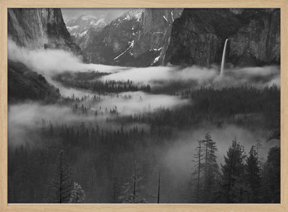 Misty Valley Waterfall Art Print UK — Dark Moody Calm Wall Art — Living Room — Wall It All Prints