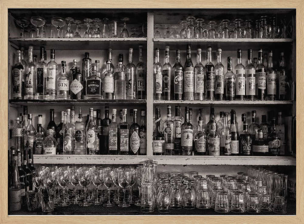 Vintage Bar Spirits Art Print UK — Dark Moody Dark Wall Art — Living Room — Wall It All Prints