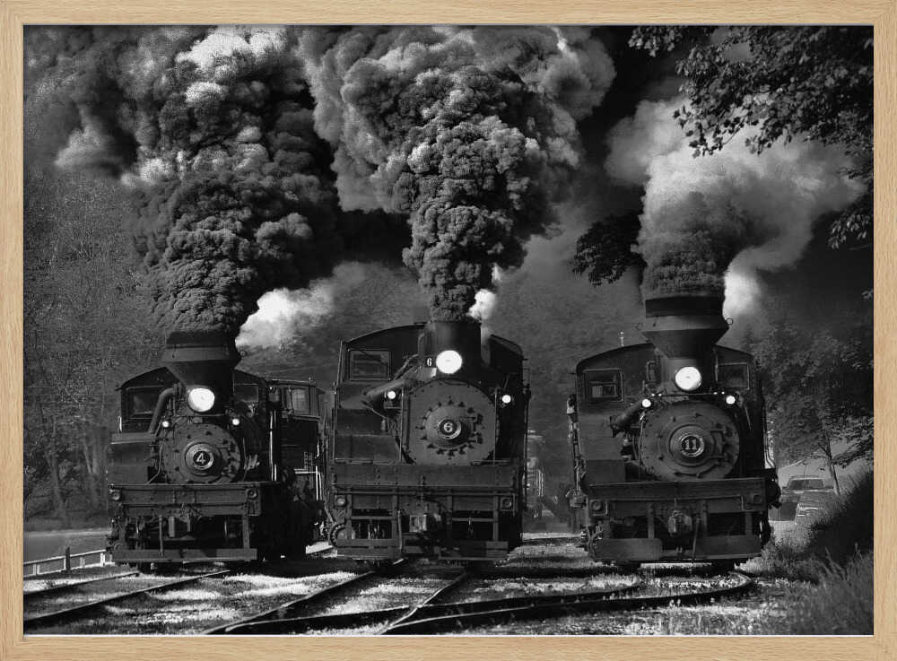 Smoky Steam Trains Art Print UK — Dark Moody Dark Wall Art — Living Room — Wall It All Prints