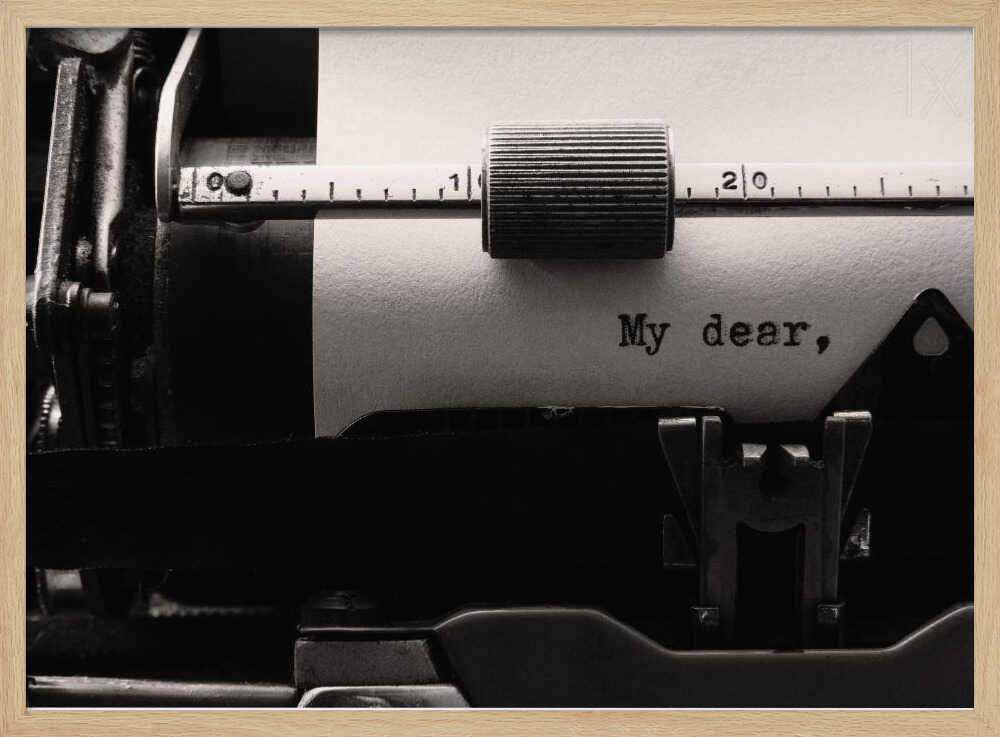 My Dear Typed Letter Art Print UK — Vintage Vibrant Wall Art — Living Room — Wall It All Prints