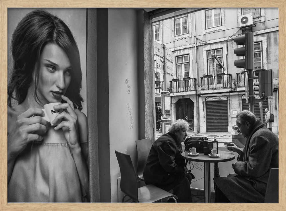 City Cafe Reflection Art Print UK — Portrait Dark Wall Art — Kitchen — Wall It All Prints