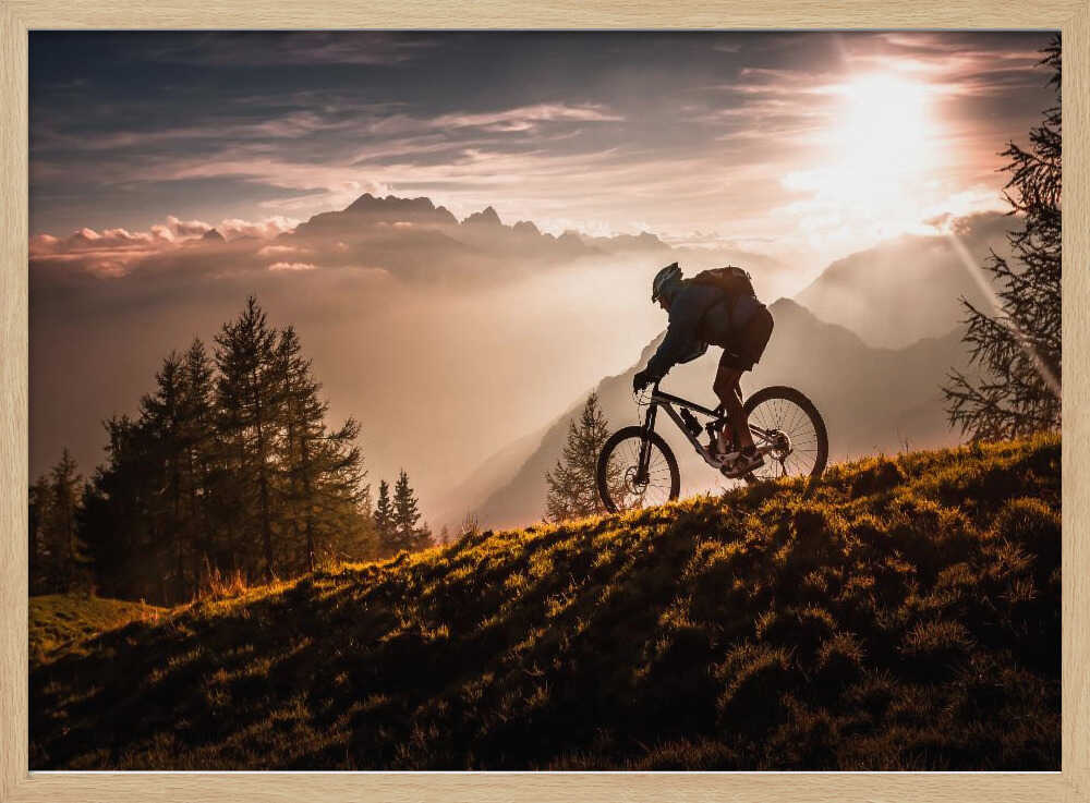 Mountain Biking Golden Hour Art Print UK — Landscape Warm Wall Art — Living Room — Wall It All Prints