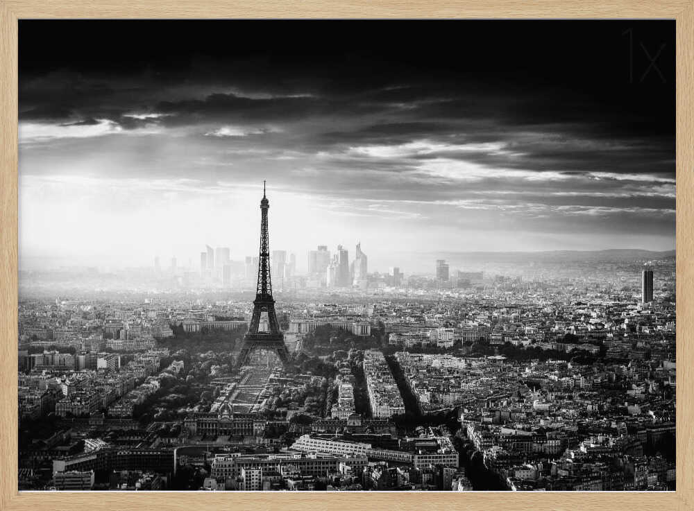Eiffel Tower over Paris Art Print UK — Dark Moody Dark Wall Art — Living Room — Wall It All Prints