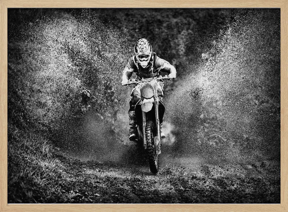 Motocross Mud Splash Art Print UK — Automotive Dark Wall Art — Living Room — Wall It All Prints