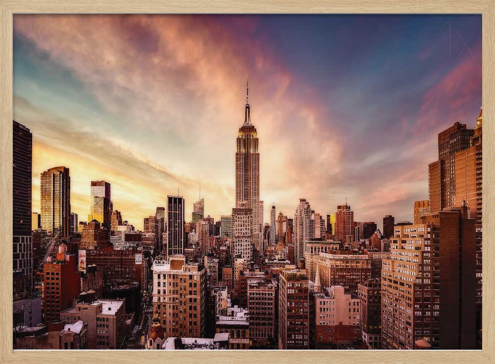 Empire State Sunset Art Print UK — Dark Moody Vibrant Wall Art — Living Room — Wall It All Prints
