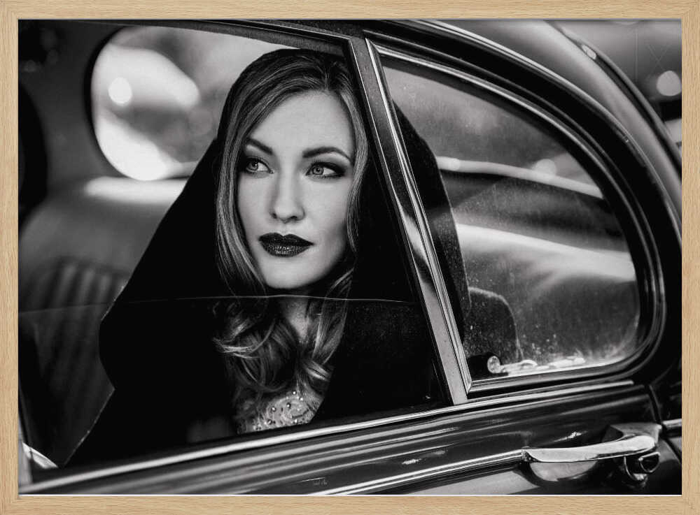 Elegant Woman In Car Art Print UK — Dark Moody Dark Wall Art — Living Room — Wall It All Prints
