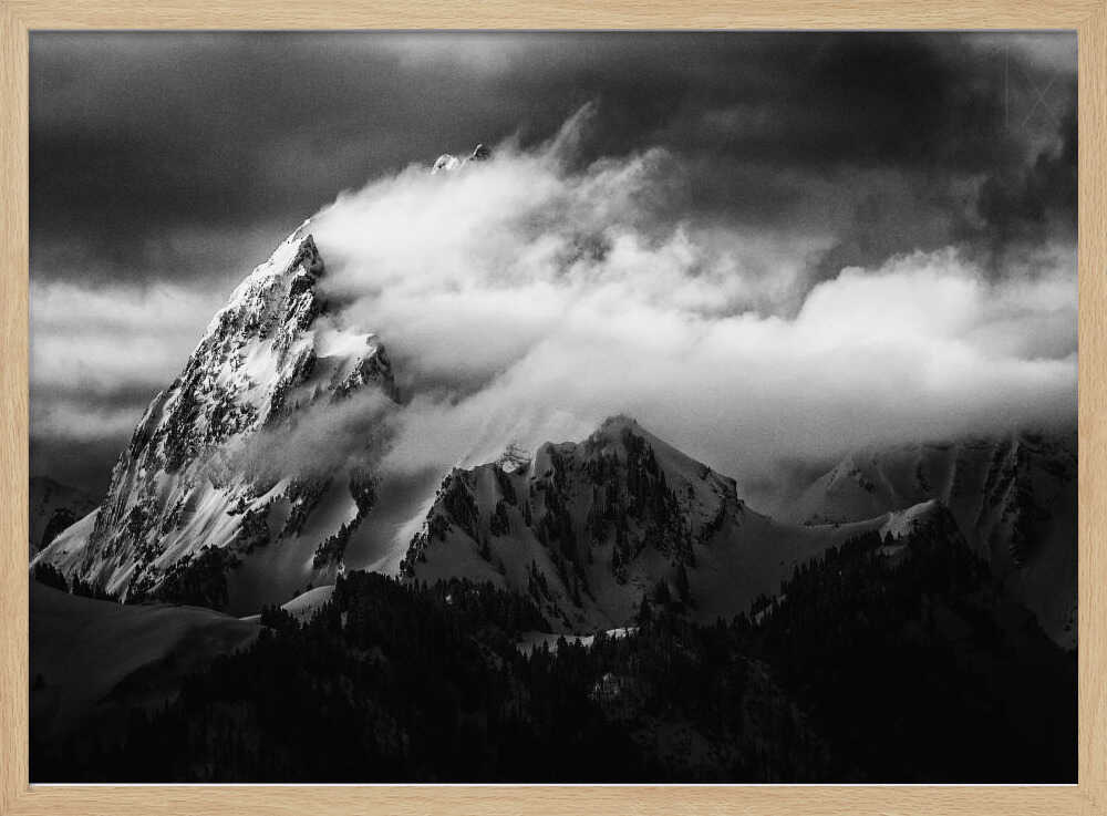 Majestic Cloudy Mountains Art Print UK — Dark Moody Calm Wall Art — Living Room — Wall It All Prints