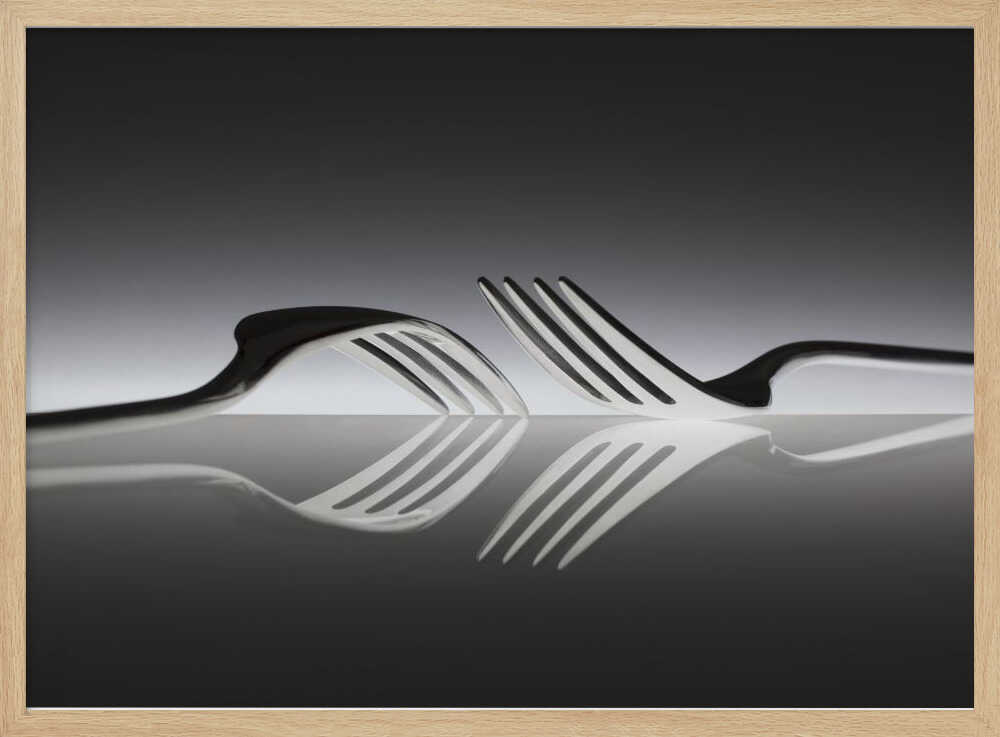 Elegant Forks Reflection Art Print UK — Abstract Dark Wall Art — Kitchen — Wall It All Prints
