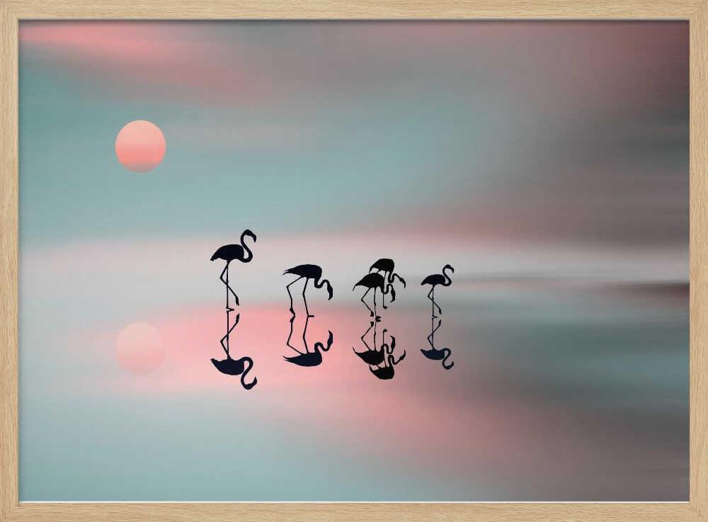 Dreamy Flamingo Sunset Art Print UK — Abstract Calm Wall Art — Bedroom — Wall It All Prints