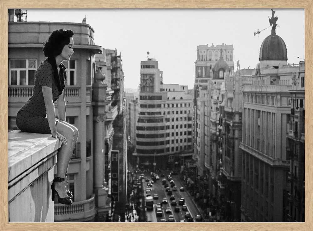 Elegant Woman City Rooftop Art Print UK — Portrait Dark Wall Art — Living Room — Wall It All Prints