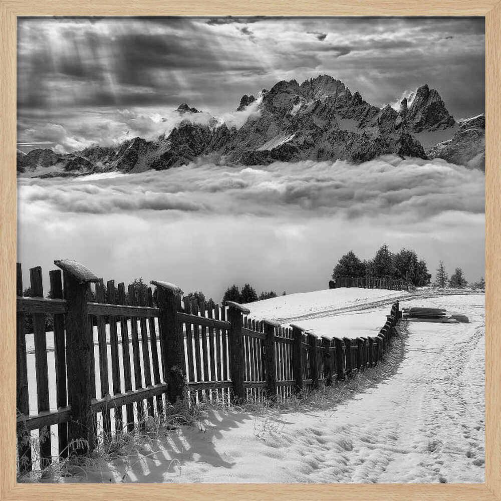 Winter Mountain Path Art Print UK — Dark Moody Calm Wall Art — Living Room — Wall It All Prints