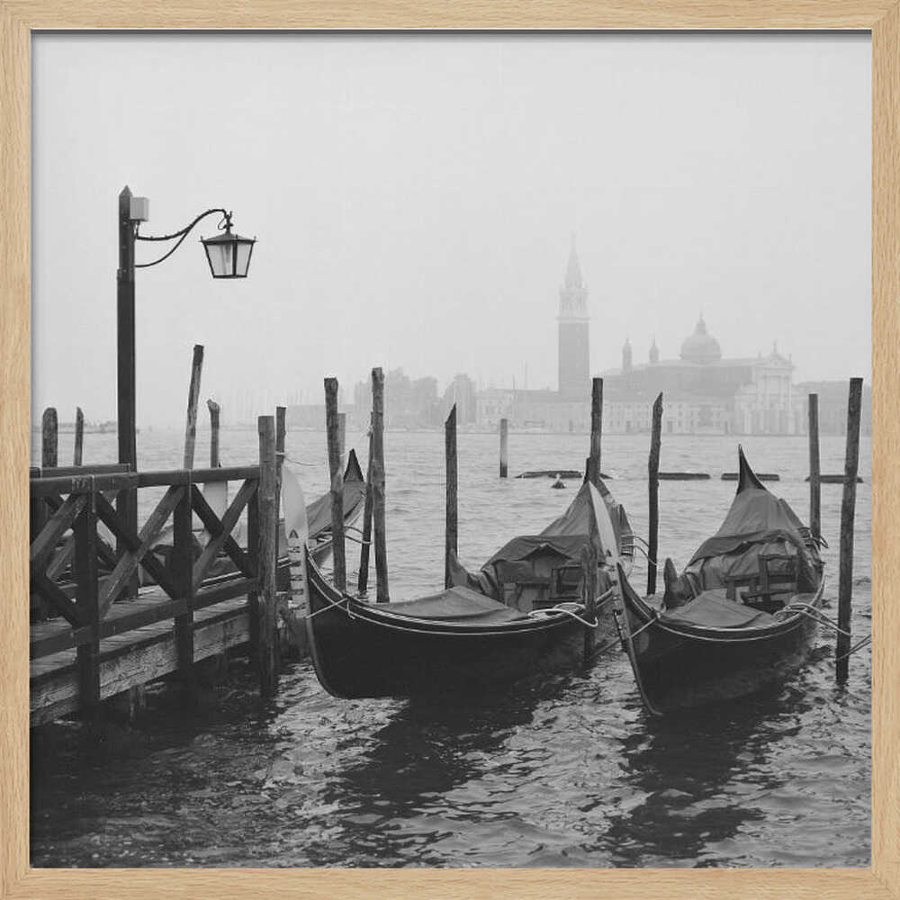 Misty Venice Gondolas Art Print UK — Dark Moody Calm Wall Art — Bedroom — Wall It All Prints