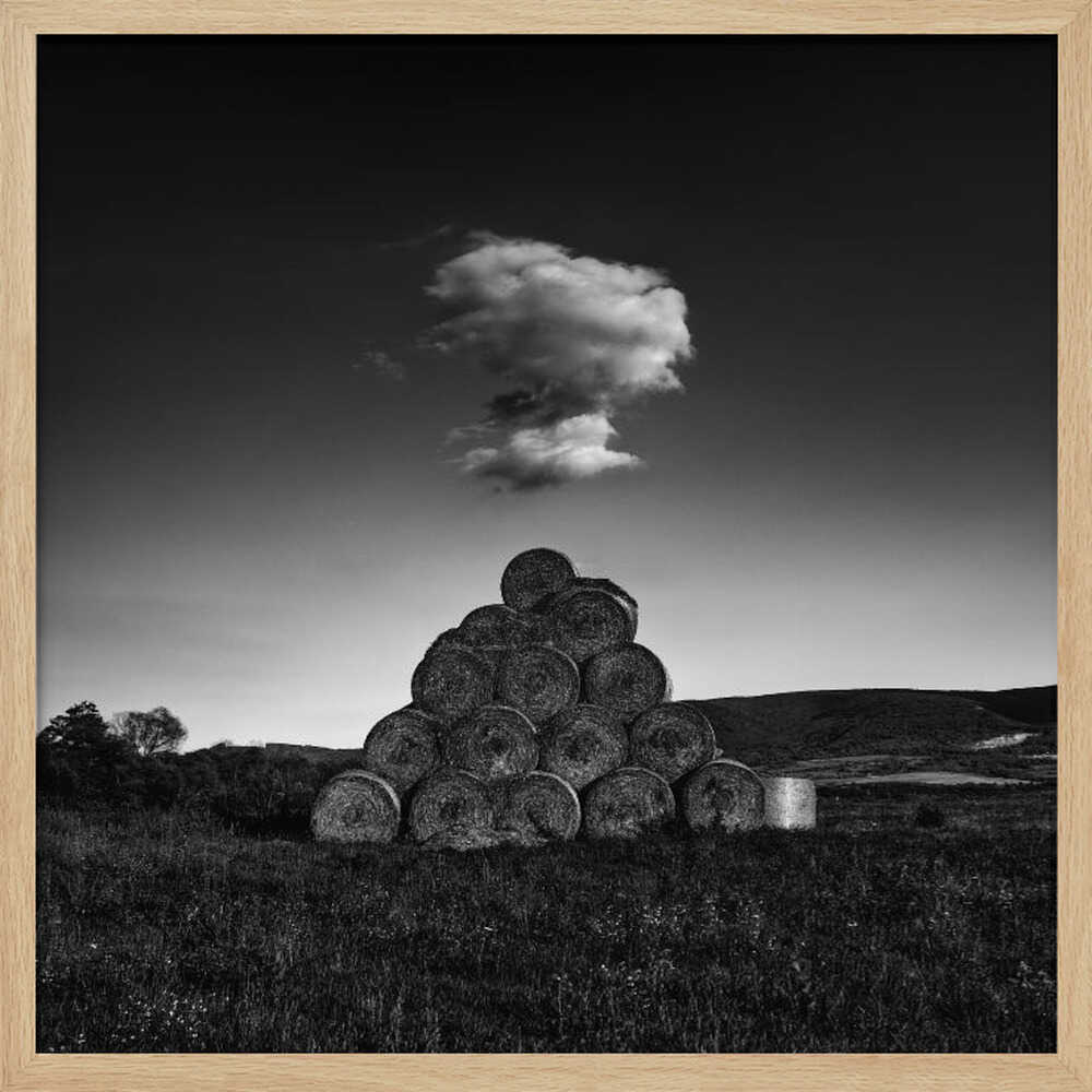 Monochrome Hay Pyramid Art Print UK — Dark Moody Dark Wall Art — Living Room — Wall It All Prints